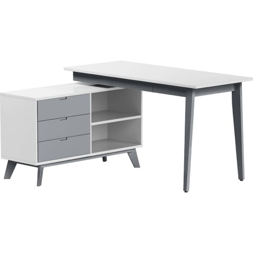 6934 Rotating Desk in Gloss White & Gloss Gray